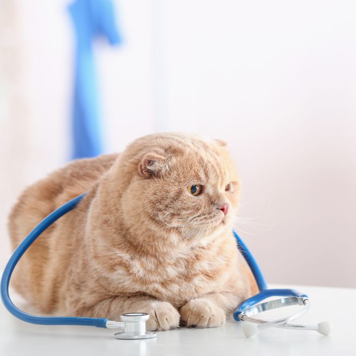 Cat wearing stethoscope around it's neck